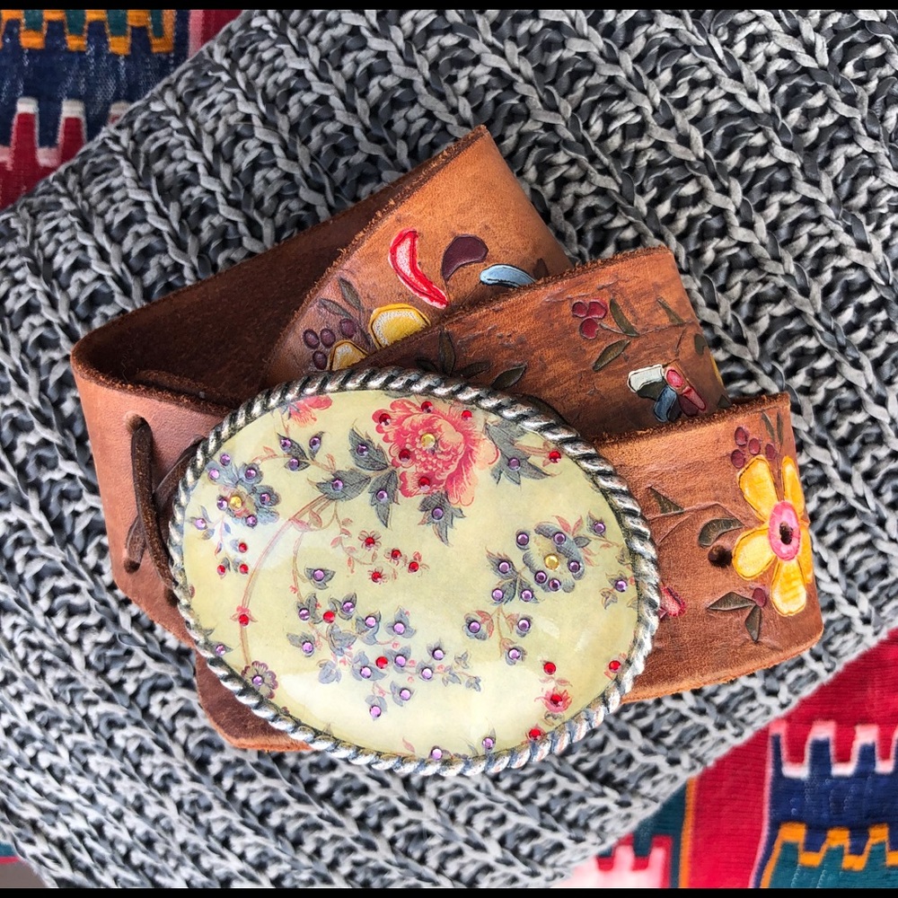 Vintage Handmade Belt with 2 Buckles, 2 Looks!